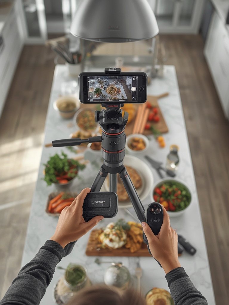 phone tripod in action